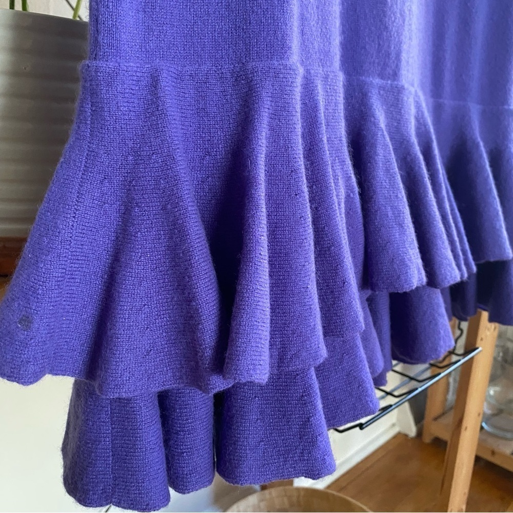 Autumn Cashmere Purple Flounced Ruffle Hem Sleeveless Cashmere Dress Medium - Picture 7 of 13
